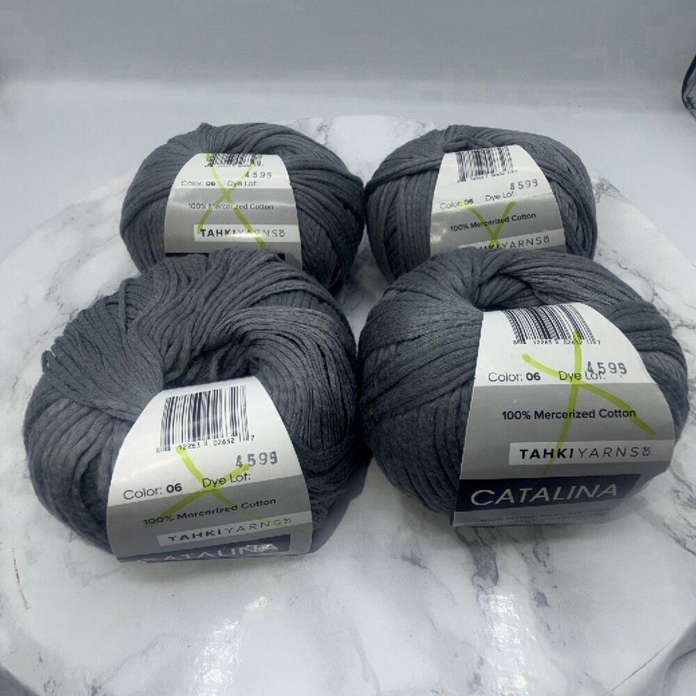 CATALINA Italian Made Mercerized Cotton Color 06 Stone Grey- Lot of 4 NEW!
